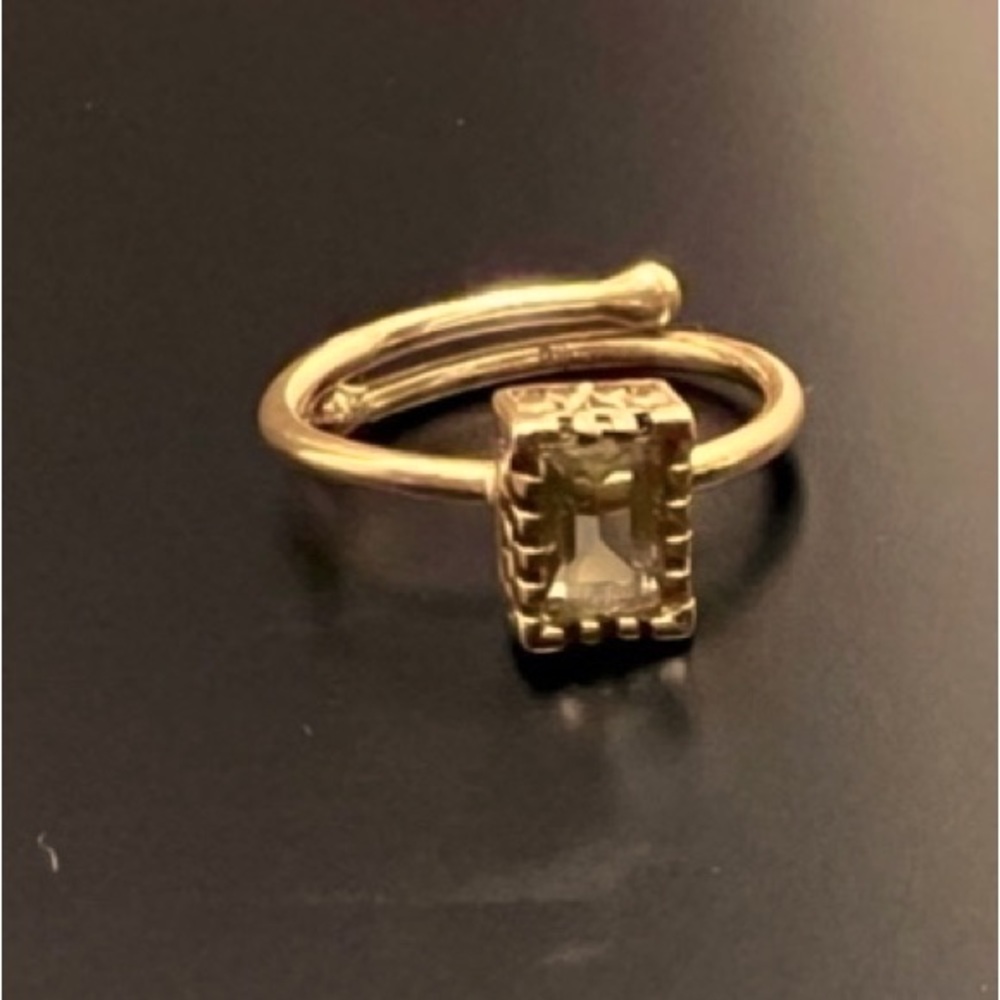 Gold Open Band Ring with Rectangular Stone